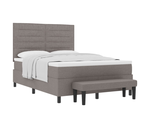 Cama con somier  con colchón y banco taupe 140x200 cm tela