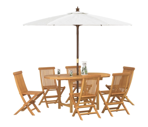 Conjunto de 7 Piezas de Comedor de Jardín de Madera Sólida de Teca
