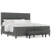 Cama con somier de  con colchón y banco gris oscuro 200x200 cm tela