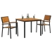Juego de Comedor de Jardín de 3 Piezas Negro y Madera Metal y Madera