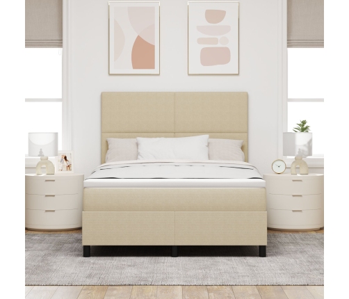 Cama con Box Spring  con Colchón Verde Claro Gris 140x200 cm Tela de Corduroy
