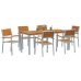 Conjunto de Comedor para Jardín  Conjunto de 7 Gris Metal Duradero