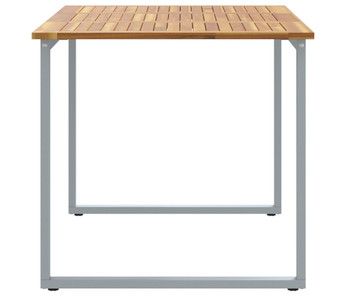 Mesa de Comedor Exterior  Gris 140x80x75 cm Acero y Madera Sólida de Acacia