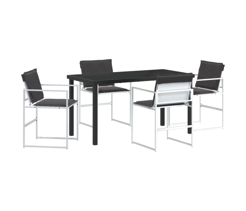 Conjunto de comedor de jardín de 5 piezas con cojines en blanco de Textilene y acero