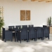 Juego de Comedor de Jardín de 11 Piezas con Cojines Antracita Poliratán
