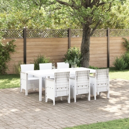 Conjunto de Comedor de Jardín de 7 Piezas  Blanco Poliratán