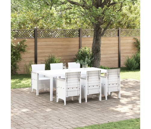 Conjunto de Comedor de Jardín de 7 Piezas  Blanco Poliratán