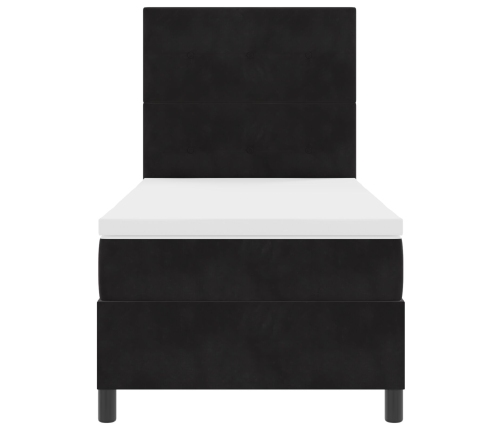 Cama Box Spring con Colchón y LED Negra 90x200 cm de Terciopelo