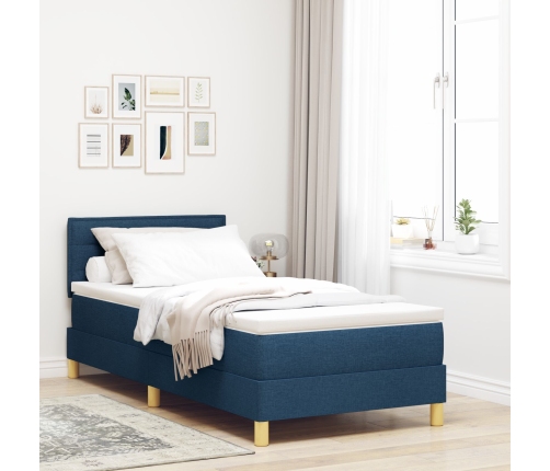 Cama con Somier  con Colchón Azul 100x200 cm Tela