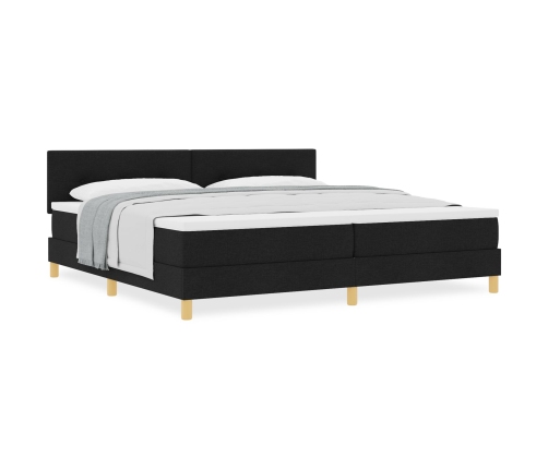 Cama con Muelles y Colchón Negra 200x200 cm Tela