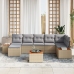 Conjunto de Sofá de Jardín de 8 Piezas con Cojines Beige Ratán PE Acacia