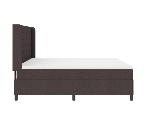 Cama con somier y colchón  marrón oscuro 180x200 cm tela