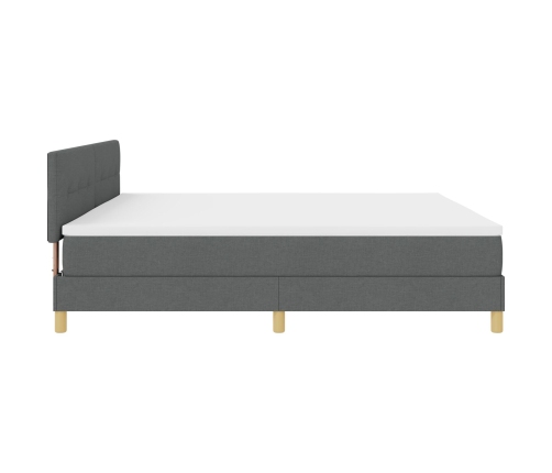 Cama con Base de Muelles con Colchón Gris Oscuro 200x200 cm Tela