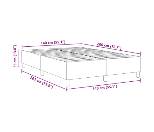 Cama Box Spring  Gris Claro 140x200 cm Tela de Corduroy