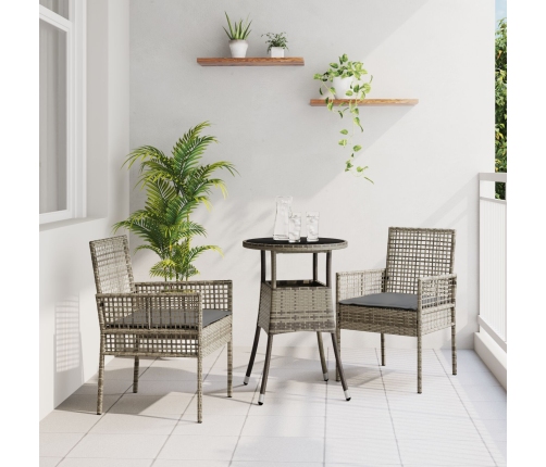 Juego de Comedor de Jardín de 3 Piezas Gris Ratán Sintético