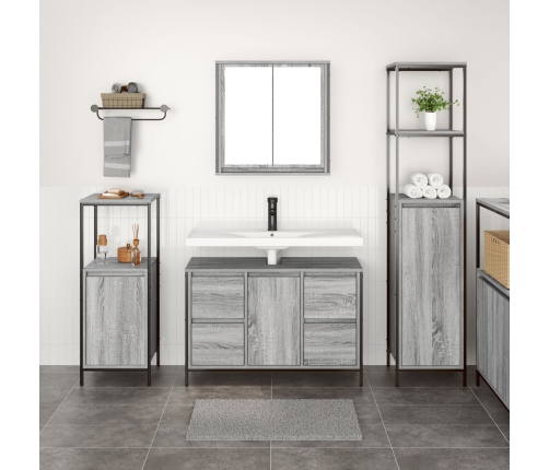 Conjunto de muebles de baño de 3 piezas  en madera elaborada gris sonoma