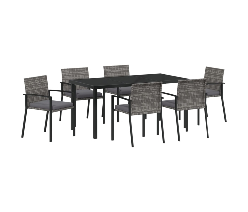 Conjunto de Comedor de Jardín de 7 Piezas Gris Poliratán