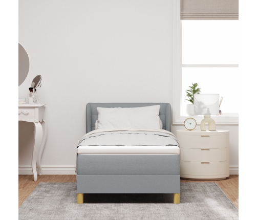 Cama Box Spring  con Colchón Gris Claro 90x200 cm Tela