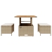 Conjunto de Comedor de Jardín de 3 Piezas con Cojines Beige de Ratán Poliéster y Acacia