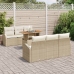 Set de Comedor de Jardín de 7 Piezas con Cojines Beige de Ratán