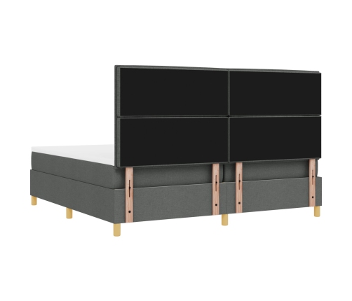 Cama con Box Spring  con colchón gris oscuro 200x200 cm tela