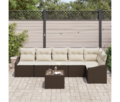 Conjunto de Sofás de Jardín de 6 piezas con Cojines Gris Ratán Sintético