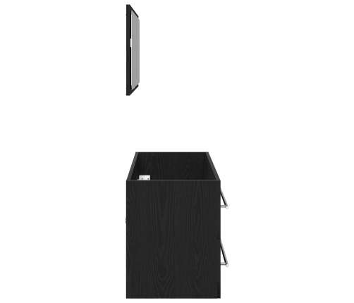 Mueble de lavabo con espejo de roble negro 90x45x1,5 cm de madera elaborada