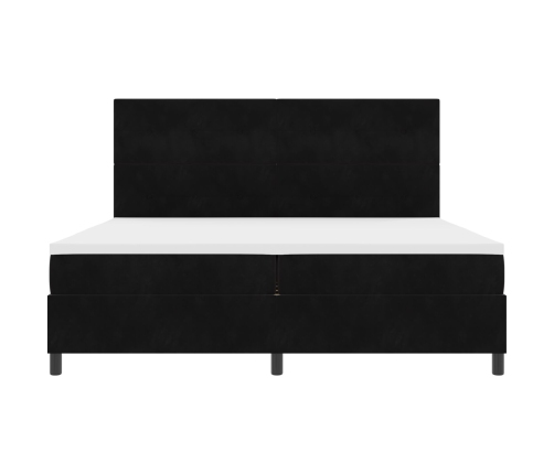 Cama Box Spring  con colchón Negro 200x200 cm Terciopelo
