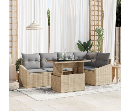 Conjunto de Sofá de Jardín  Juego de 6 Beige Ratán Sofá de Jardín