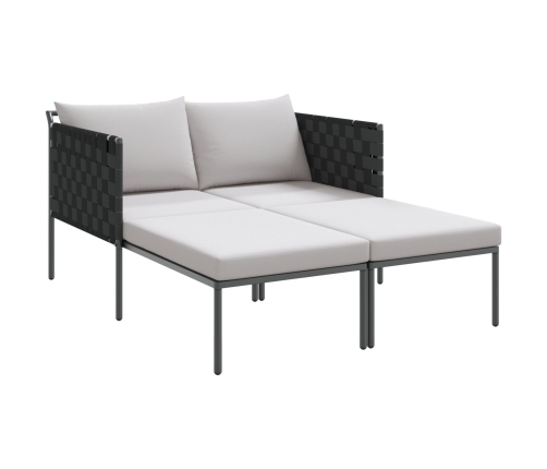 Tumbona  con cojines para 2 personas Anthracite 115x153x69,5 cm Acero