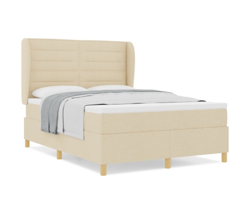 Cama con Colchón Crema 140x190 cm Tela