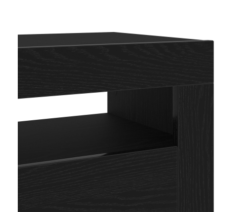 Mueble de TV  con luces LED Negro Roble 60x35x40 cm de madera
