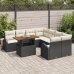 Conjunto de Comedor de Jardín de 9 Piezas con Cojines Negro de Ratán Sintético Acacia