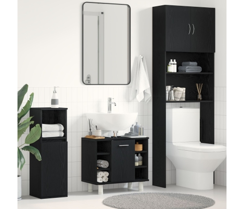 Cabinet de baño  Negro Roble 60x32x54 cm Madera Ingenierizada