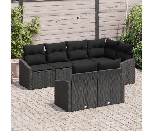 Conjunto de Sofá de Jardín  7 Piezas Negro