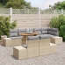 Juego de Comedor de Jardín de 9 Piezas con Cojines Beige Poliratán Acacia
