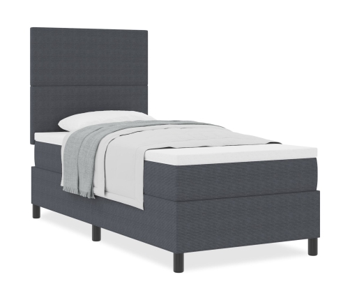 Cama con Base Tapizada  con Colchón Gris Oscuro 90x200 cm Tela de Corduroy