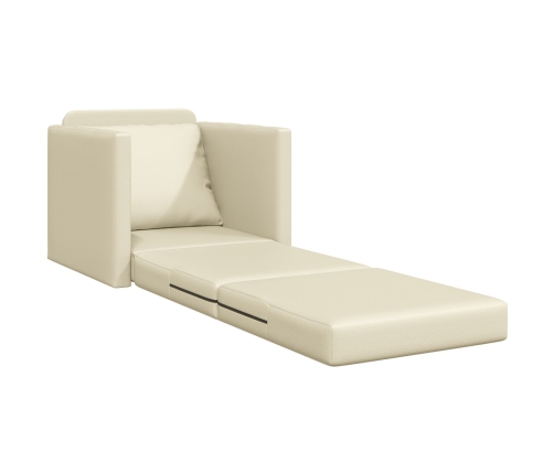 Sofá cama 2 en 1 crema 74x77x81 cm cuero sintético
