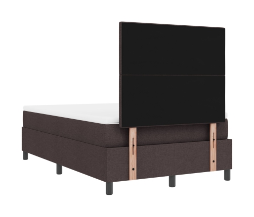 Cama con Base Resorte  con Colchón Marrón Oscuro 120x200 cm Tela