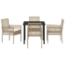 Juego de Comedor de Jardín de 5 Piezas con Cojines Beige Poliratán