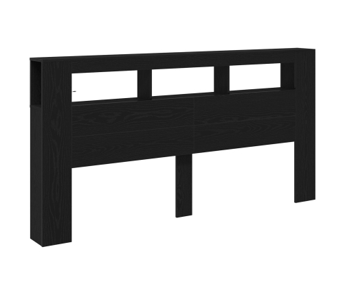Cabecero de Almacenamiento  con Luces LED Roble Negro 200x18,5x103,5 cm