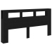 Cabecero de Almacenamiento  con Luces LED Roble Negro 200x18,5x103,5 cm