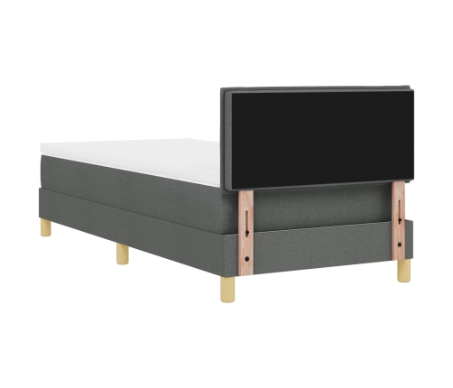 Cama con Box Spring  con Colchón y Luz LED Gris Oscuro 90x200 cm Tela