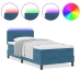 Cama Box Spring  con colchón y LED Azul Oscuro 90x200 cm de terciopelo