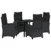 Conjunto de Comedor de Jardín de 5 Piezas con Cojines Poliratán Negro