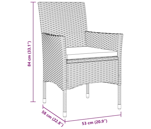 Conjunto de Comedor de Jardín de 7 Piezas  Beige Ratán Polimérico