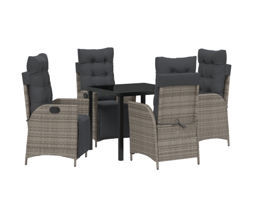 Set de Comedor de Jardín de 5 Piezas Gris Ratán PE