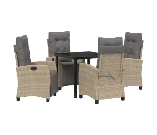 Set de Comedor de Jardín de 5 Piezas Beige Poliratán