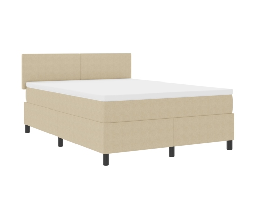 Cama con Base de Muelles  con Colchón Verde Claro Gris 140x200 cm Tela de Corduroy