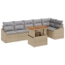 Conjunto de Comedor de Jardín de 7 Piezas con Cojines Beige de Poliratán y Acacia